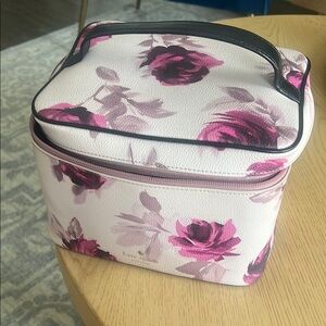 Kate Spade Pink and Black Cosmetic Bag with Floral Design